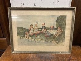 Tableau ancien R. Hünfeldt, encadré, parfait pour décor!