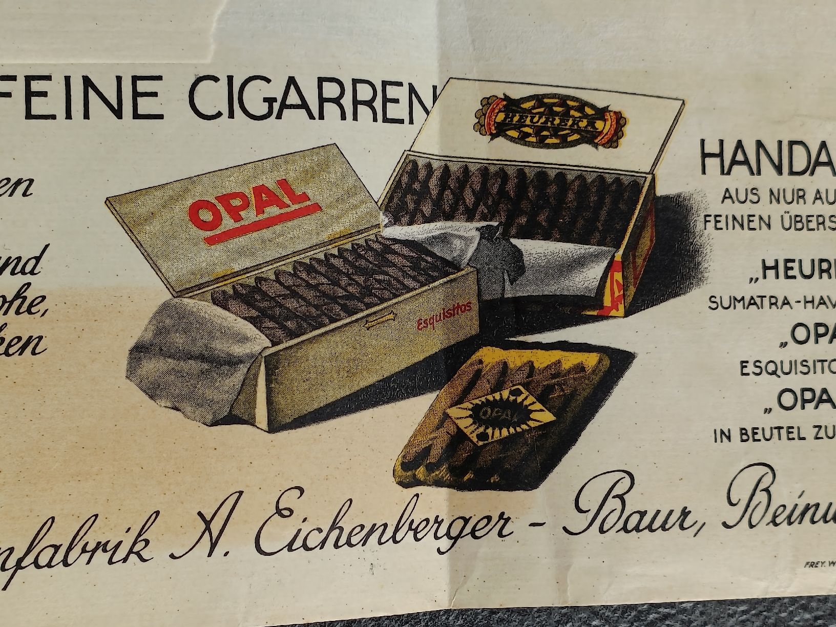 Dokumente: Litho Werbe Brief OPAL Cigarren Fabrik Eichenberger Beinwil – Gebraucht aus Brugg AG von Ente015 3
