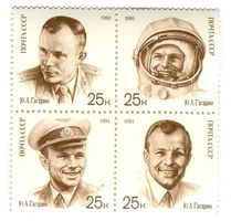 Briefmarken "Raumfahrt. Juri Gagarin". UdSSR.