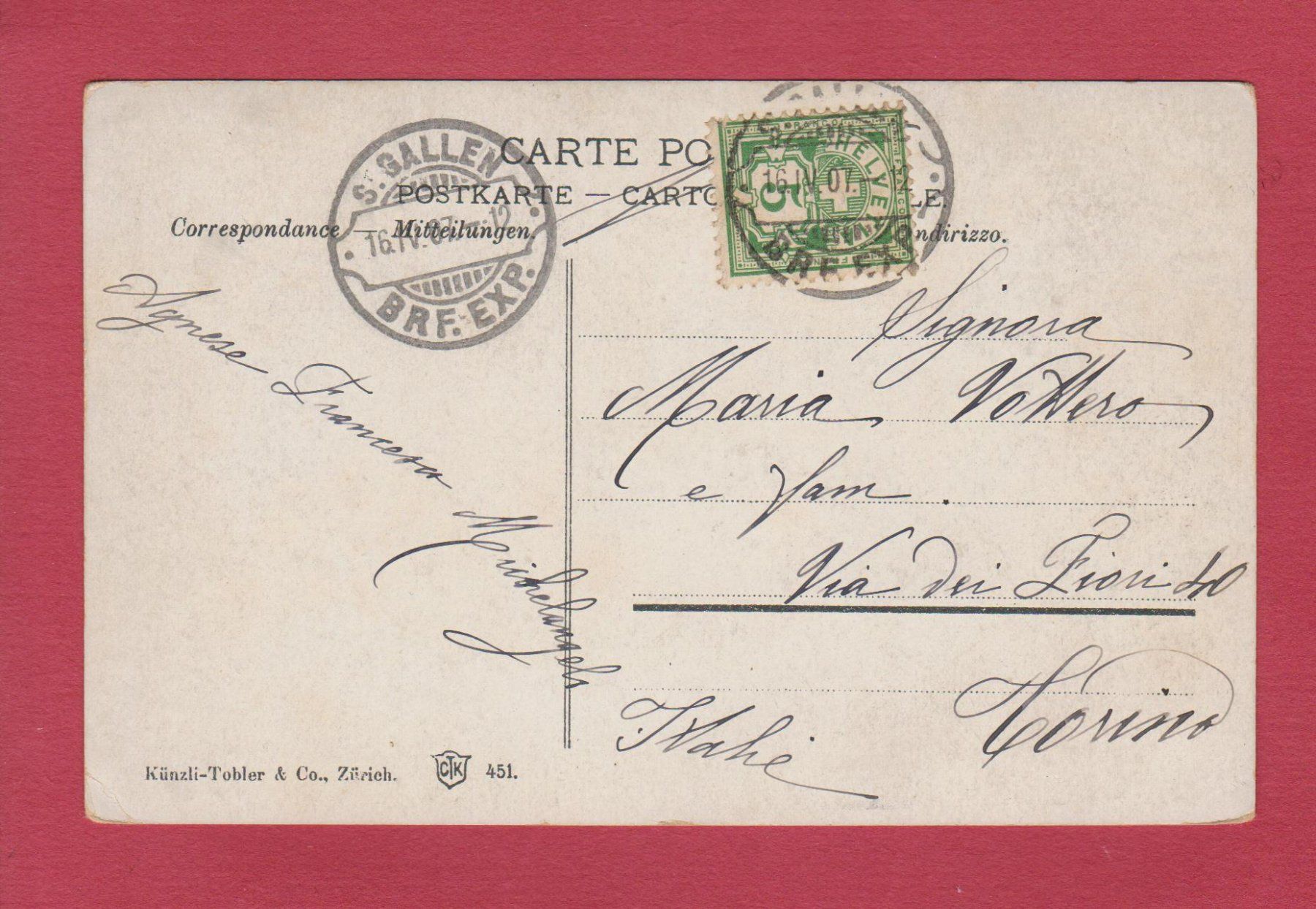 Cartoline postali: St. Gallen   :   alte Ansichtskarte + Rasierklingen-Stempel – Usato da Vitznau venduto da Ropaku 1