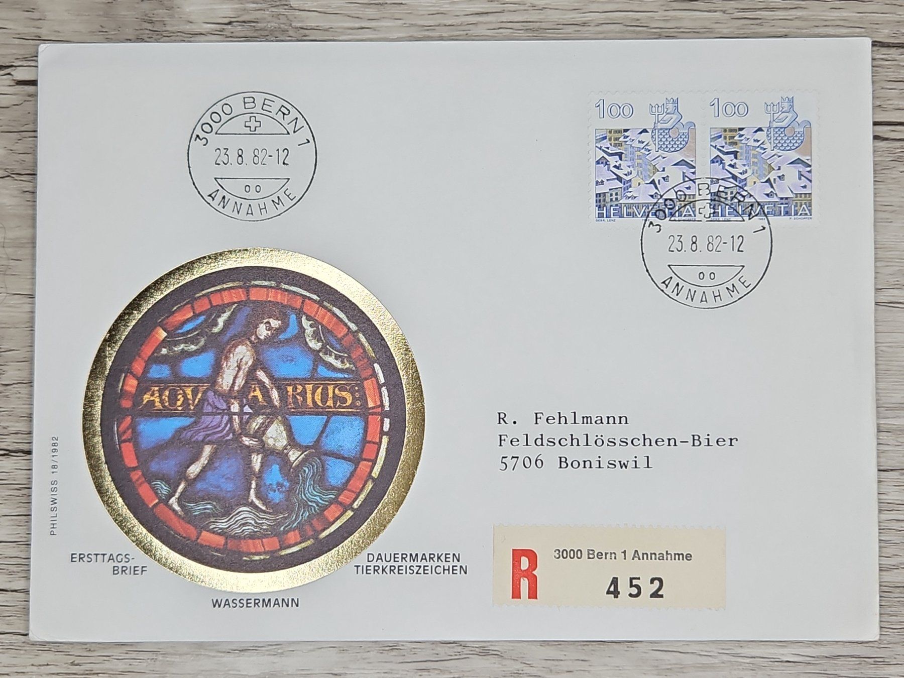 Tutti i francobolli: CL01 Enveloppe + Timbre Suisse 1982 – Usato da Cousset venduto da Patrick_Collections
