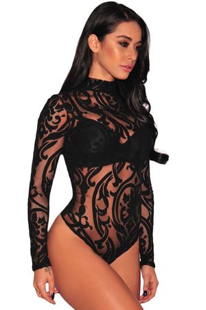 Eleganter langarm - Body uni schwarz Gr. XS  - 226079