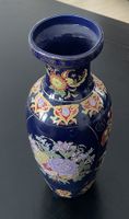 Vase Steingut verziert Amphore bauchige Form Blumenvase