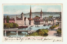 AK 1904, Zürich, Quaibrücke mit Stadthausquai