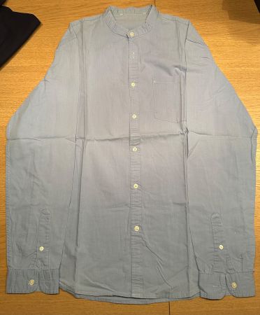 Chemise bleu clair Bershka homme à col officier - Taille L