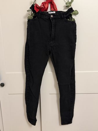 Jeans noir skinny taille haute, taille 42