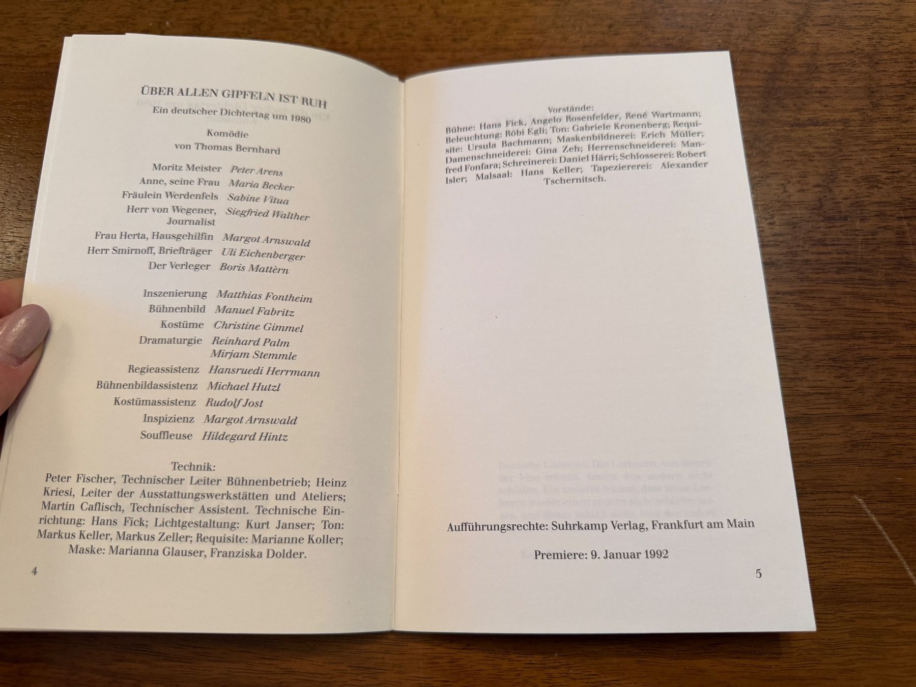 Documenti: Programmheft Schauspielhaus Zürich Thomas Bernhard gebraucht – Usato da Erstfeld venduto da Mario_boe0 1