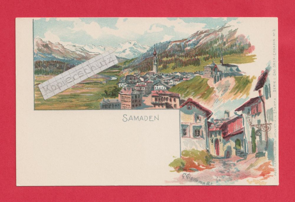 Samaden (GR) Samedan Original Litho 