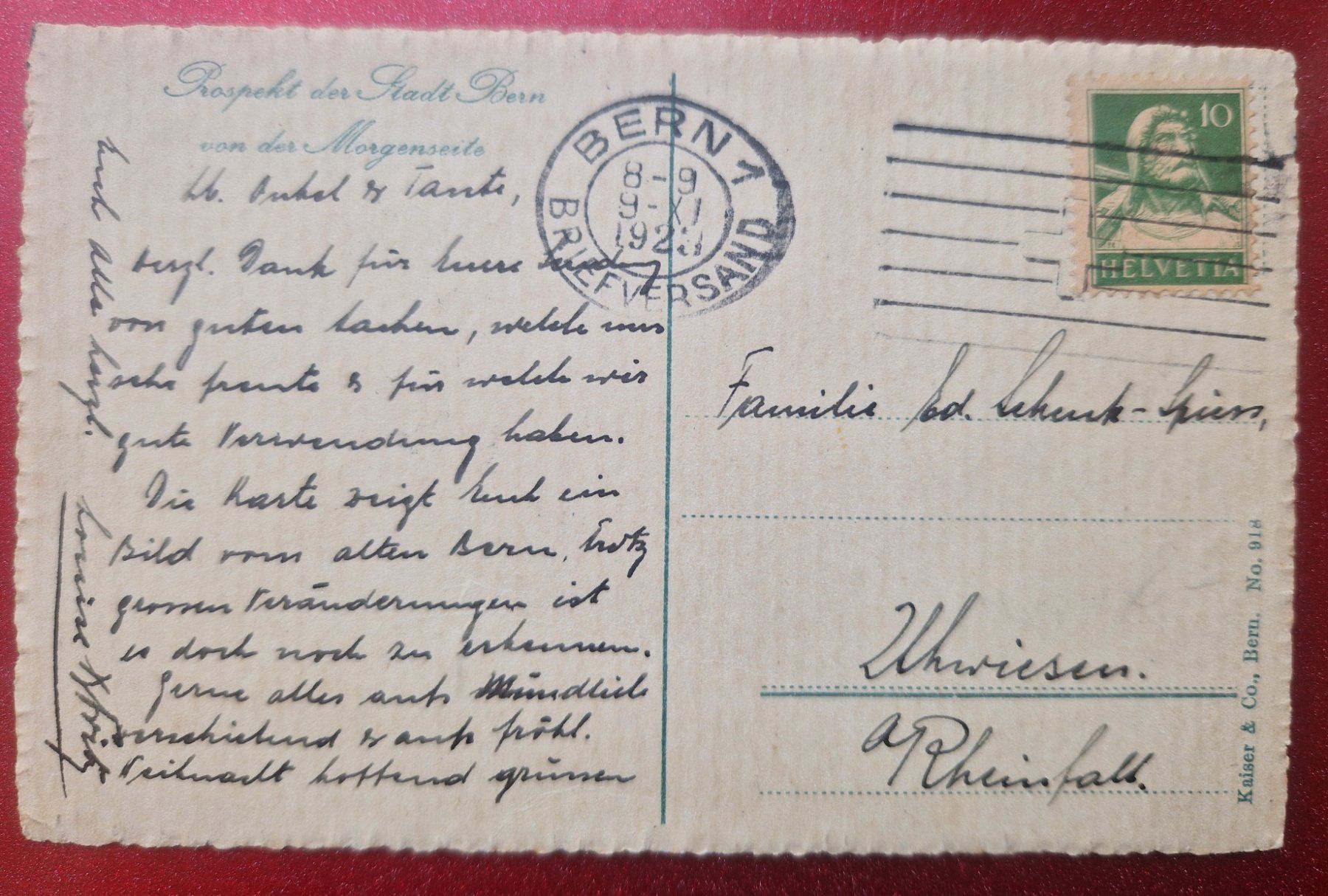 Ansichtskarten: Bern, Prospekt der Stadt Bern 1923 Top – Gebraucht aus Melchnau von Fishel 1