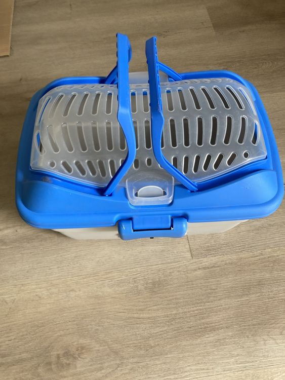 Kleine Haustier-Tragetasche Blau – 30x27x21cm, Mit Netzfenstern & Gepolsterter Boden – Für Meerschweinchen, Vögel & Kleintiere