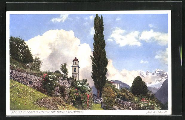 Cartoline postali: Soglio, an der Kirche mit Blick gegen di – Usato da Berlin venduto da bartko-reher