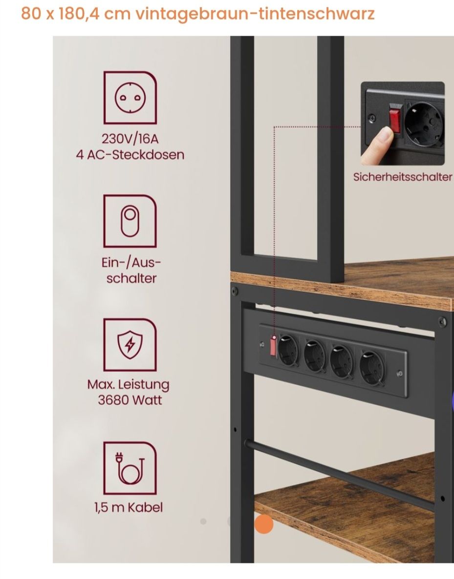 Scaffali: Küchen Regal mit Steckdosen – Nuovo e nell'imballaggio originale da Malters venduto da chaufhuesli 2