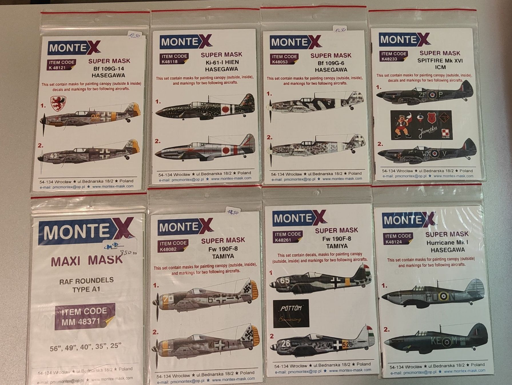 Modellbausätze & Standmodelle: 1/48 diverses masques Montex. 25 sets. – Neu (gemäss Beschreibung) aus Arconciel von breakout103 1