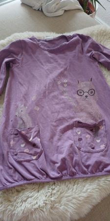 Lila Kleid mit Eichhörnchen Print, Grösse 104