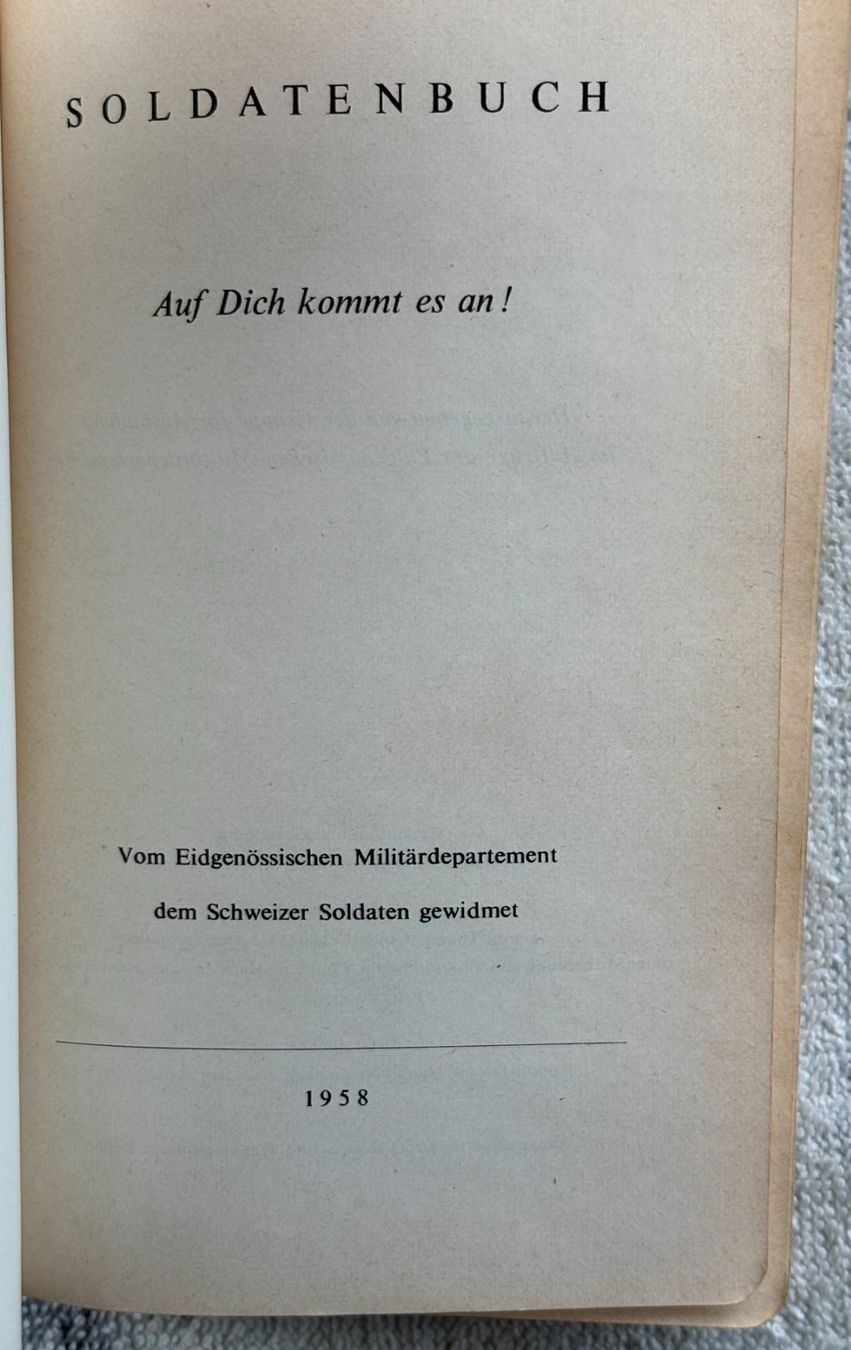 Schweizer Armee Armi bianche: SOLDATENBUCH 1958 – Usato da Ostermundigen venduto da Heavenmaus75 1