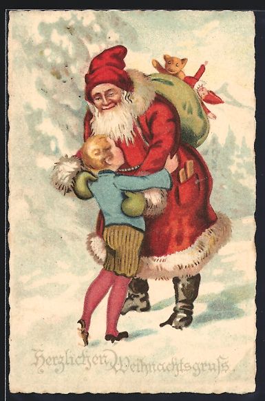 Cartes postales: AK Weihnachtsmann umarmt einen Knaben – D'occasion à Berlin par bartko-reher