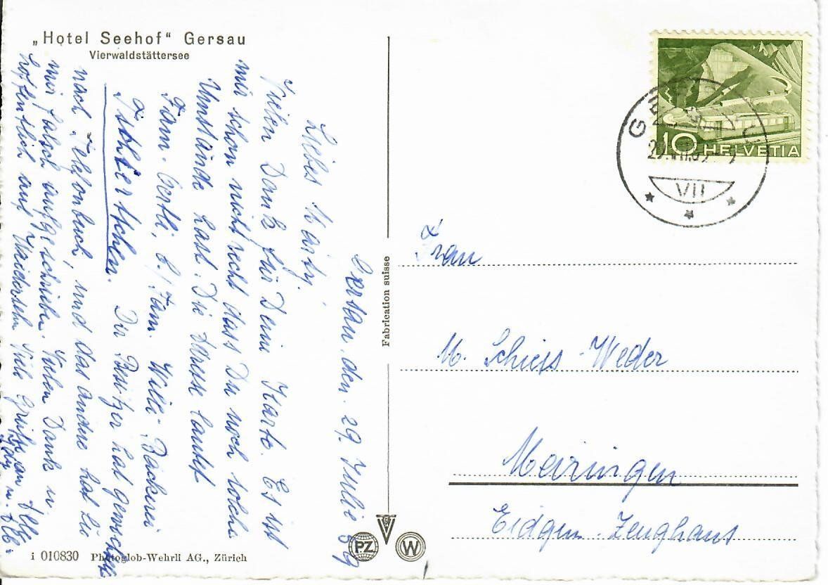 Cartoline postali: Hotel Seehof Gersau – Usato da Hochdorf venduto da Ziegel-16 1