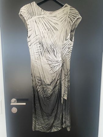 Sommerkleid weiss-grau-olive Gr. 42 Apanage kühles Material 