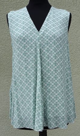 Hemisphere Top grün beige Klee Gr M 38 Seide kurzarm Shirt