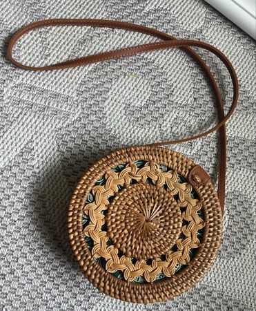 Geflochtene Rundtasche Boho Rattan Umhängetasche Neu