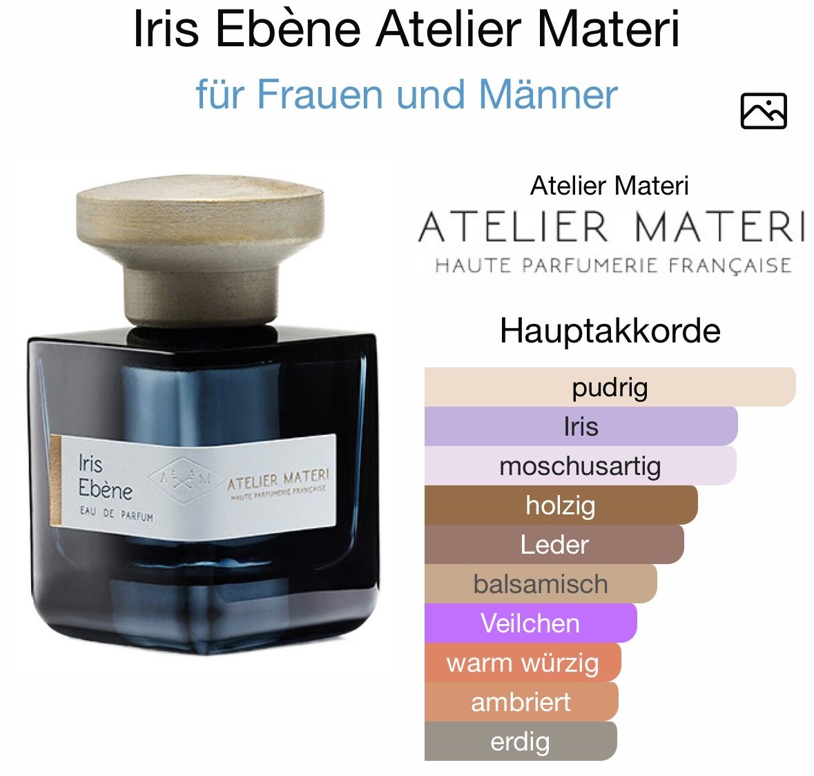 Profumi & Eau de Toilette: Original Atelier Materi, Iris Ébène, EdP, neu, 100ml – Nuovo (secondo la descrizione) da Aarburg venduto da flacon05 6