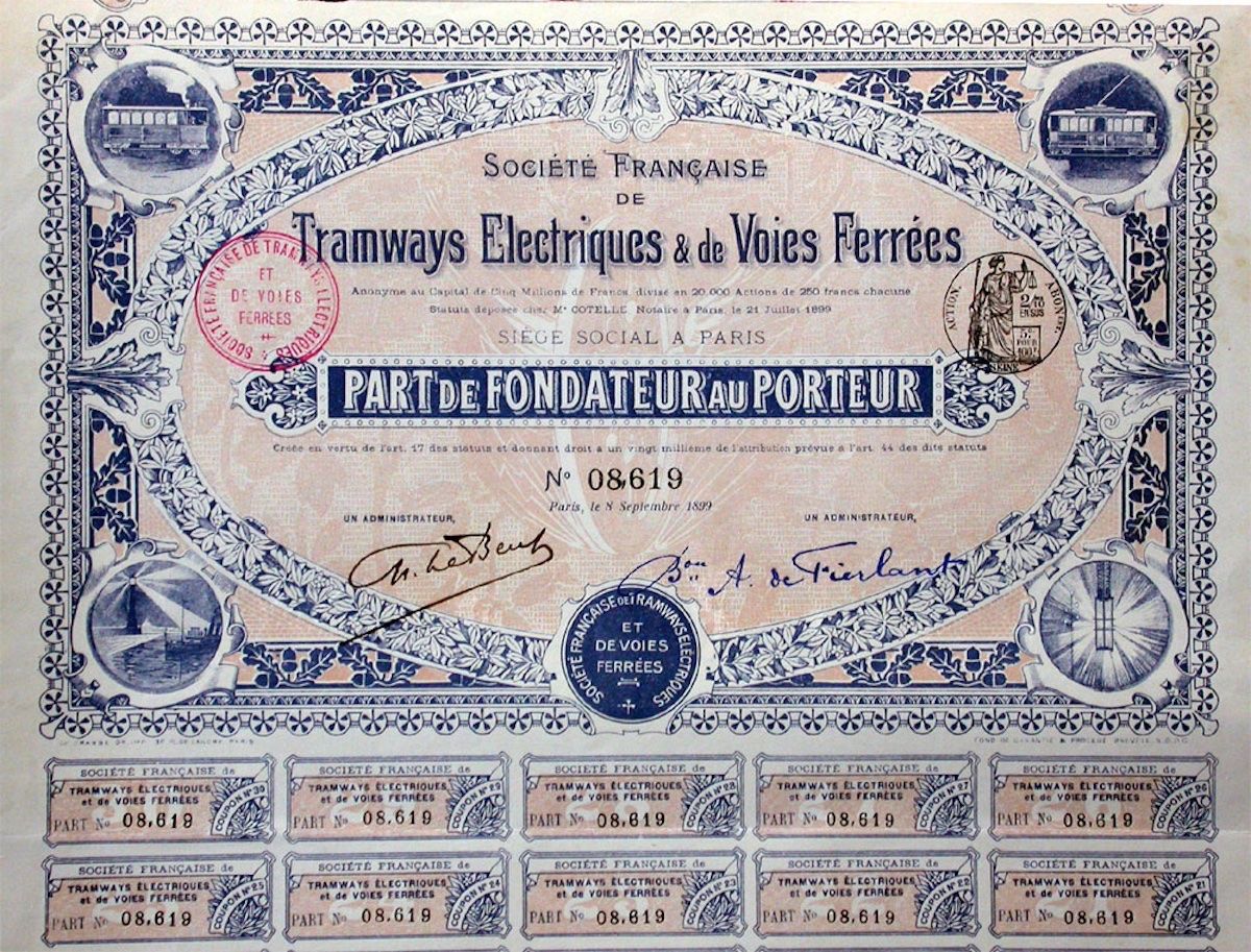 Documenti: Tramways Eléctriques & Voies Ferrées, Paris - 1899 – Usato da Solothurn venduto da Sgasche