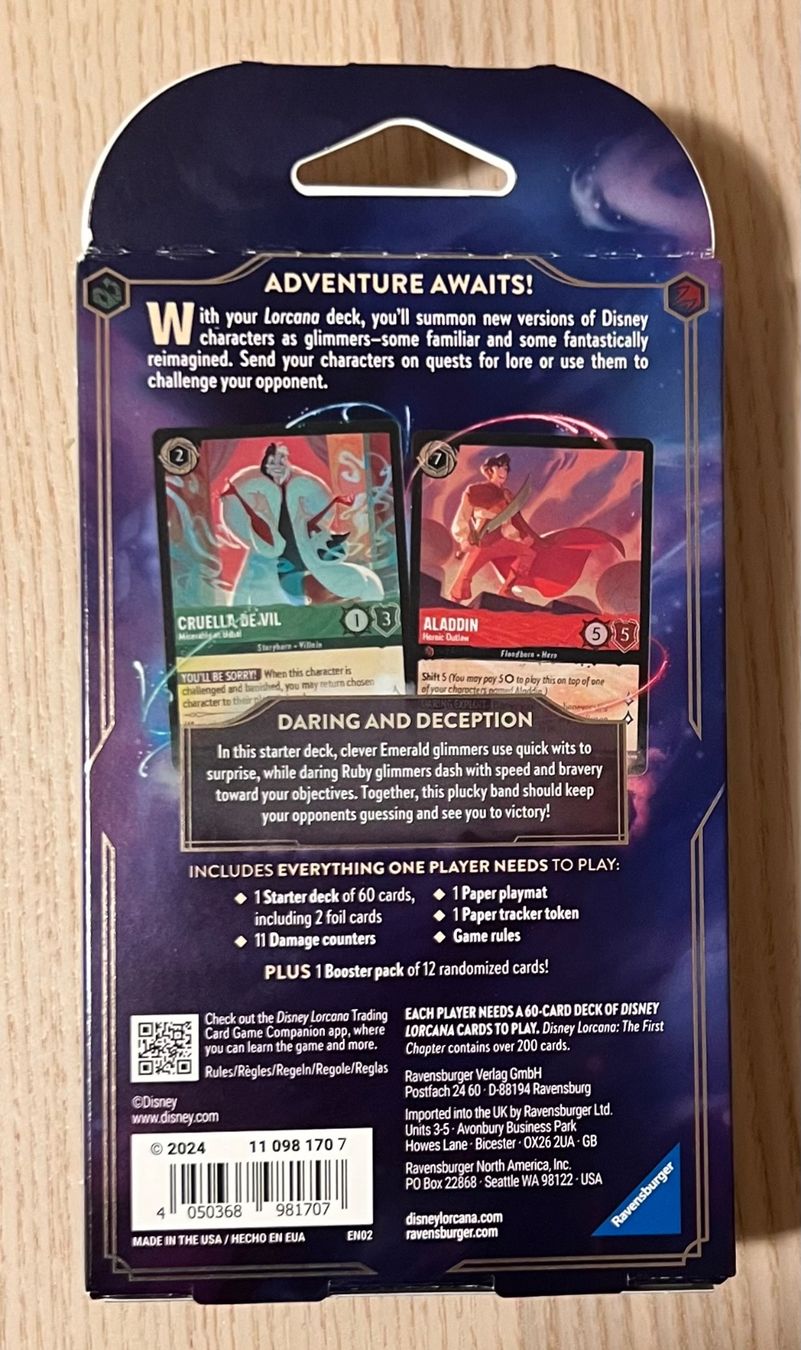 Disney Sammelbilder & Trading cards: First Chapter Starter Deck Ruby Emerald Disney Lorcana EN – Neu und originalverpackt aus Rafz von SaintCruz 1