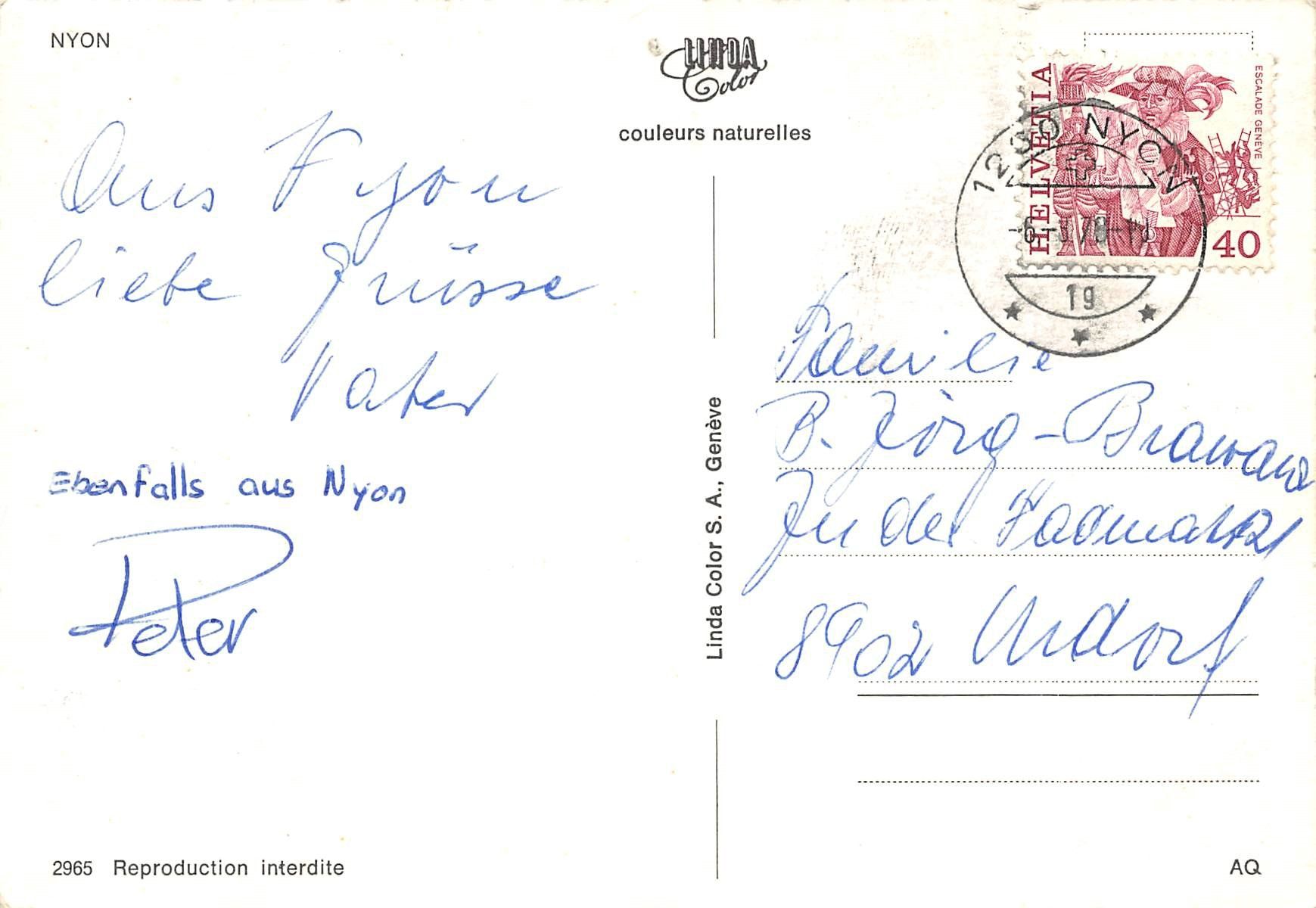 Cartoline postali: Nyon, Dampfer – Usato da Ottikon b.Kemptth. venduto da Neptun1974 1
