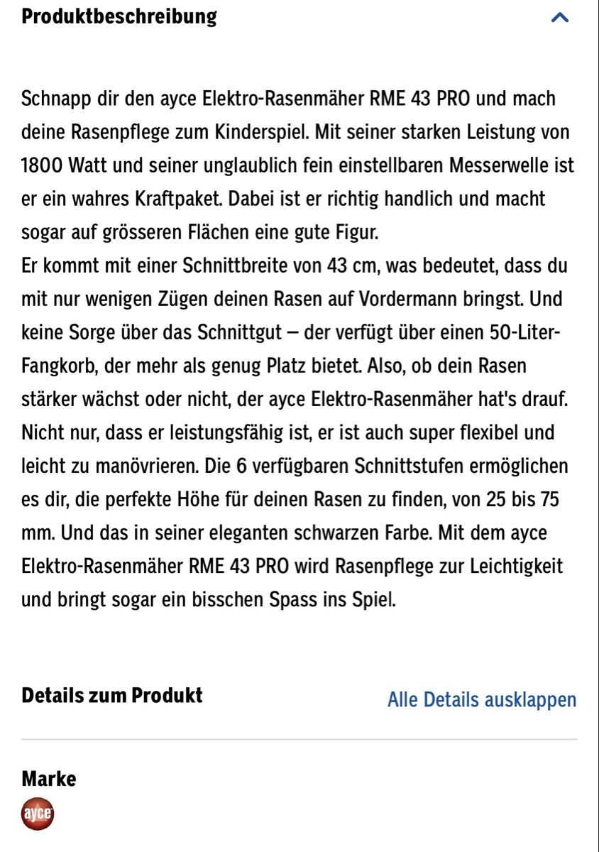 Tondeuses à gazon: RME 43 Pro Elektrorasenmäher – D'occasion à Interlaken par Transmania18 9