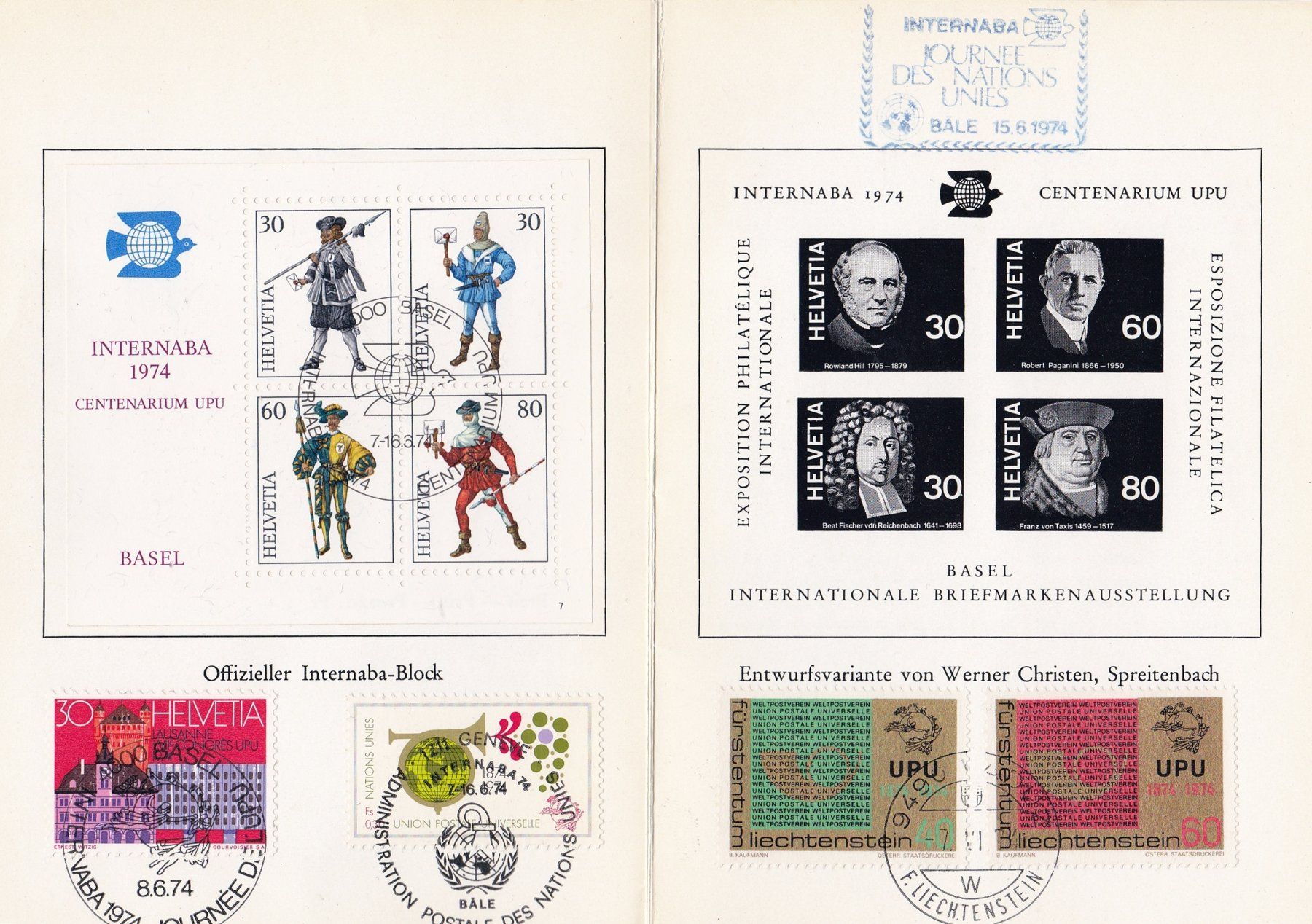 Tutti i francobolli: Internaba 1974, UPU Centenarium, Briefmarken, Basel – Usato da Neuenhof venduto da Wanton