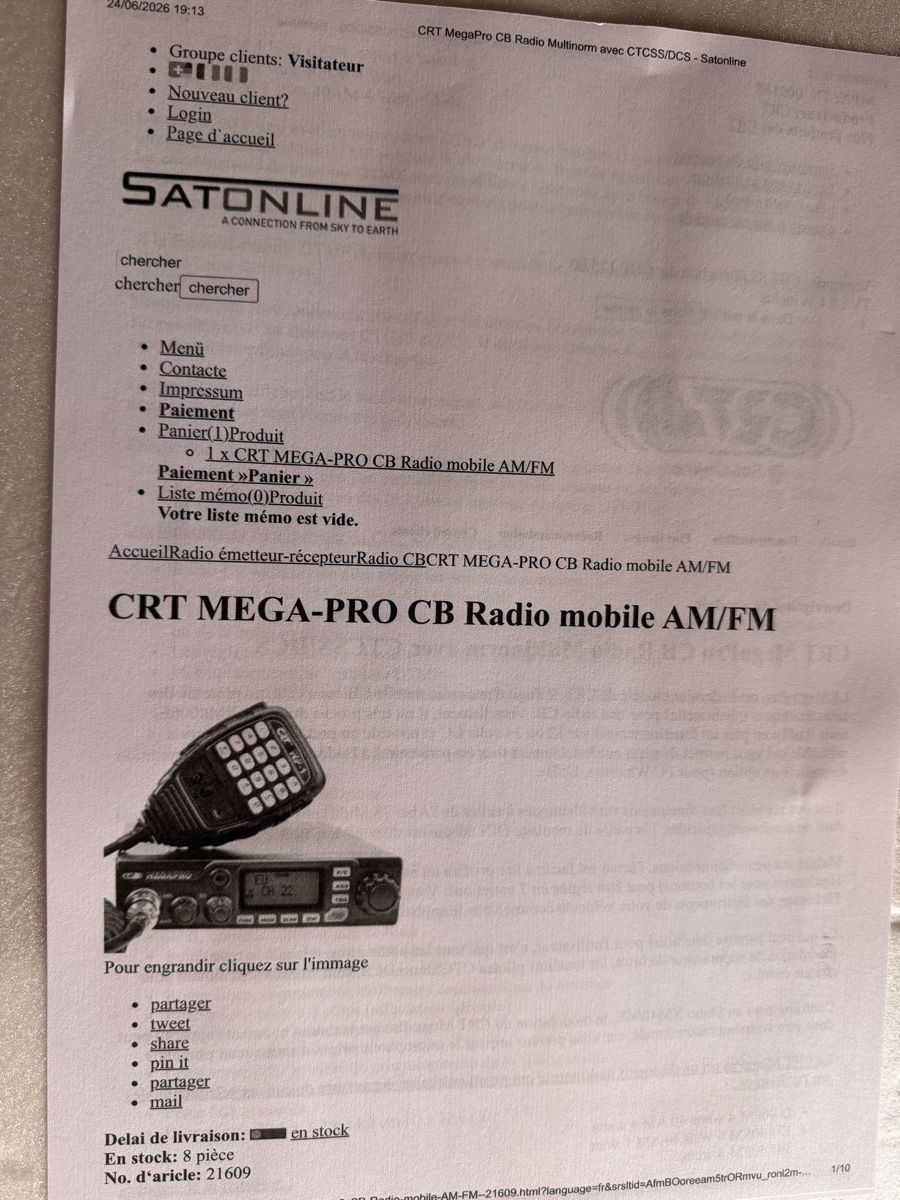 Radios: CRT  MEGA-PRO  CB  RADIO  MOBILE  AM/FM – Gebraucht aus Apples von Gasscret 6