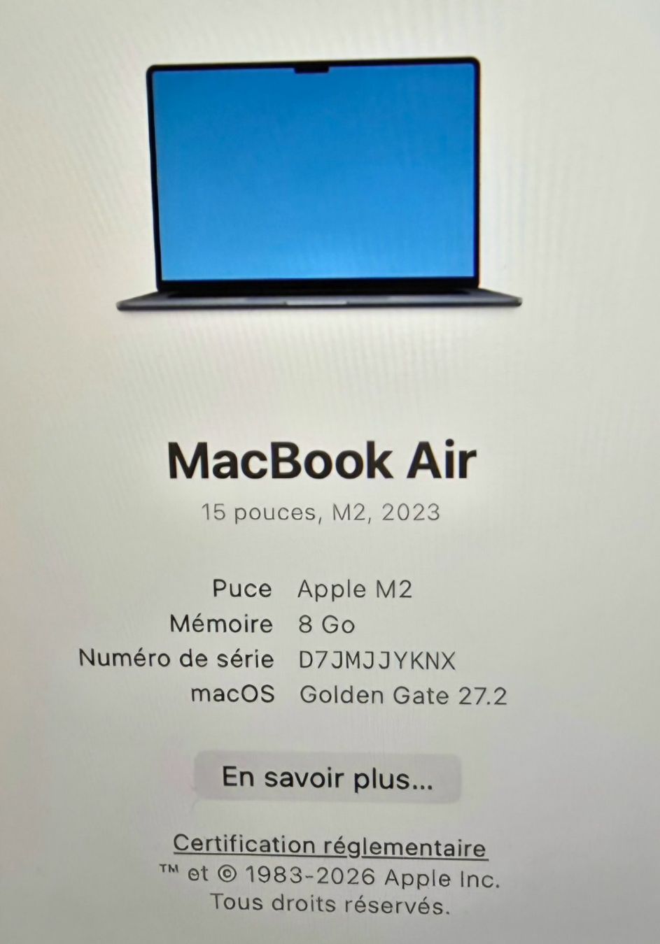 Apple Portables: Apple MacBook Air M2 15" – D'occasion à Reconvilier par MARCLAT 8
