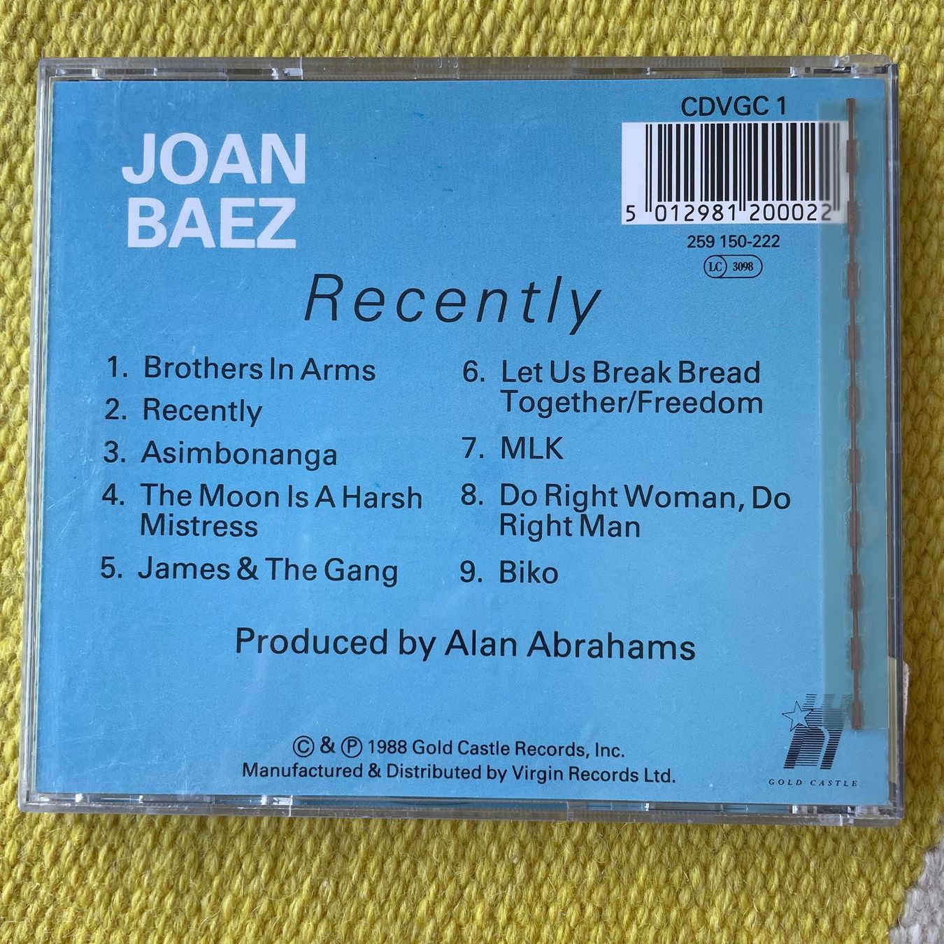 CDs: JOAN BAEZ-RECENTLY – D'occasion à Rorschacherberg par CD-Roli 1