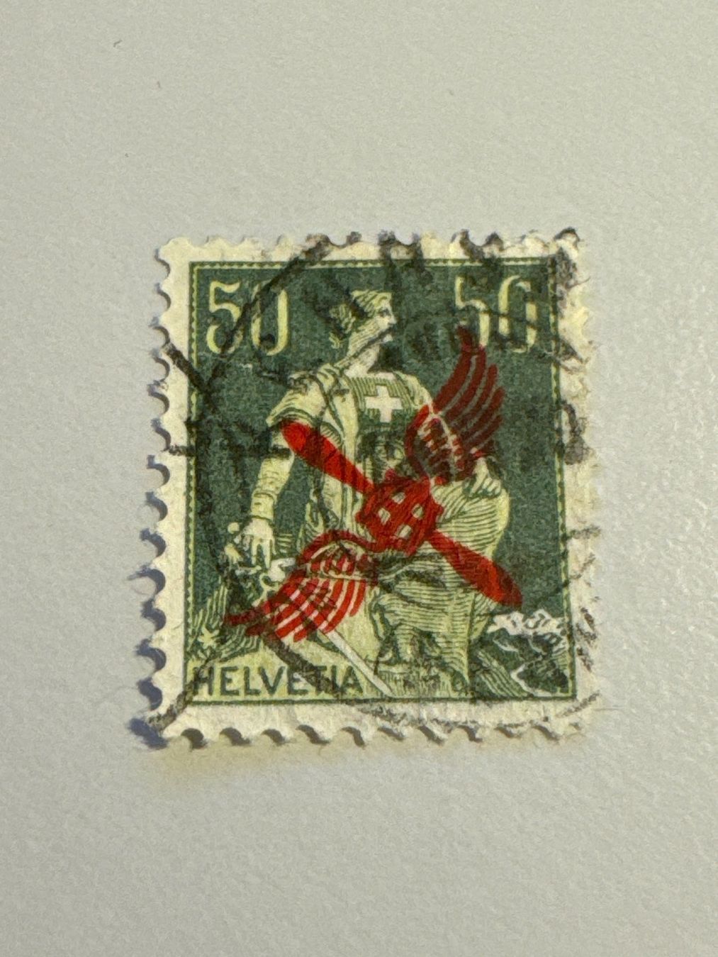 Alle Briefmarken: 1919 Flugpostmarke ZNr. F2, gestempelt – Gebraucht aus Küssnacht am Rigi von POSTOMASTER