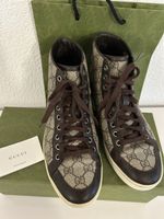 Gucci Sneaker Hightop Gr. 39 GG Monogramm Canvas Leder braun