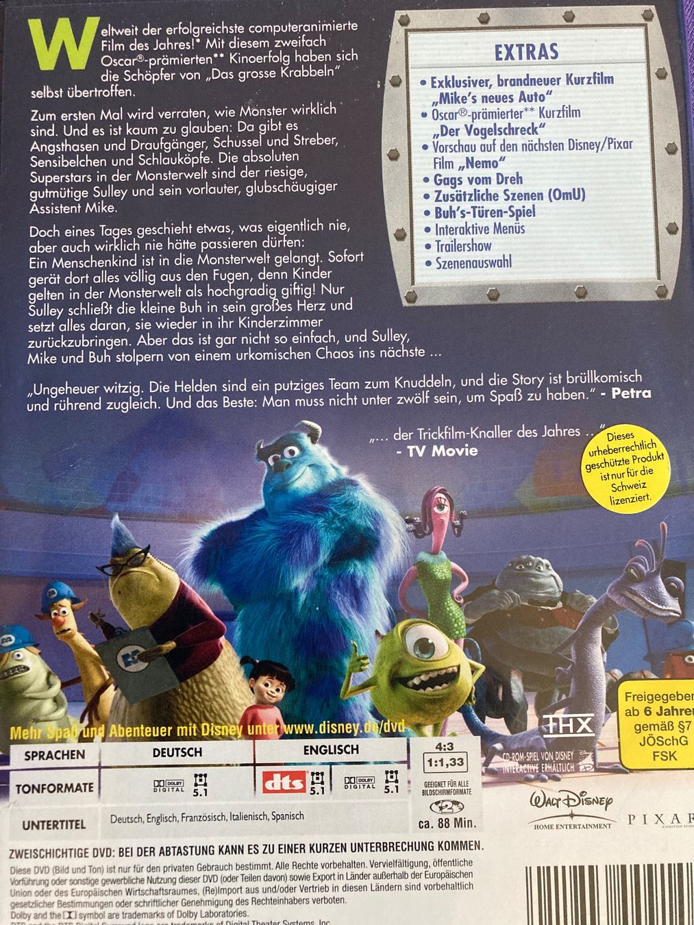 Tutti i DVDs: Die Monster AG Disney Pixar – Usato da Zürich venduto da Frangipan23 1