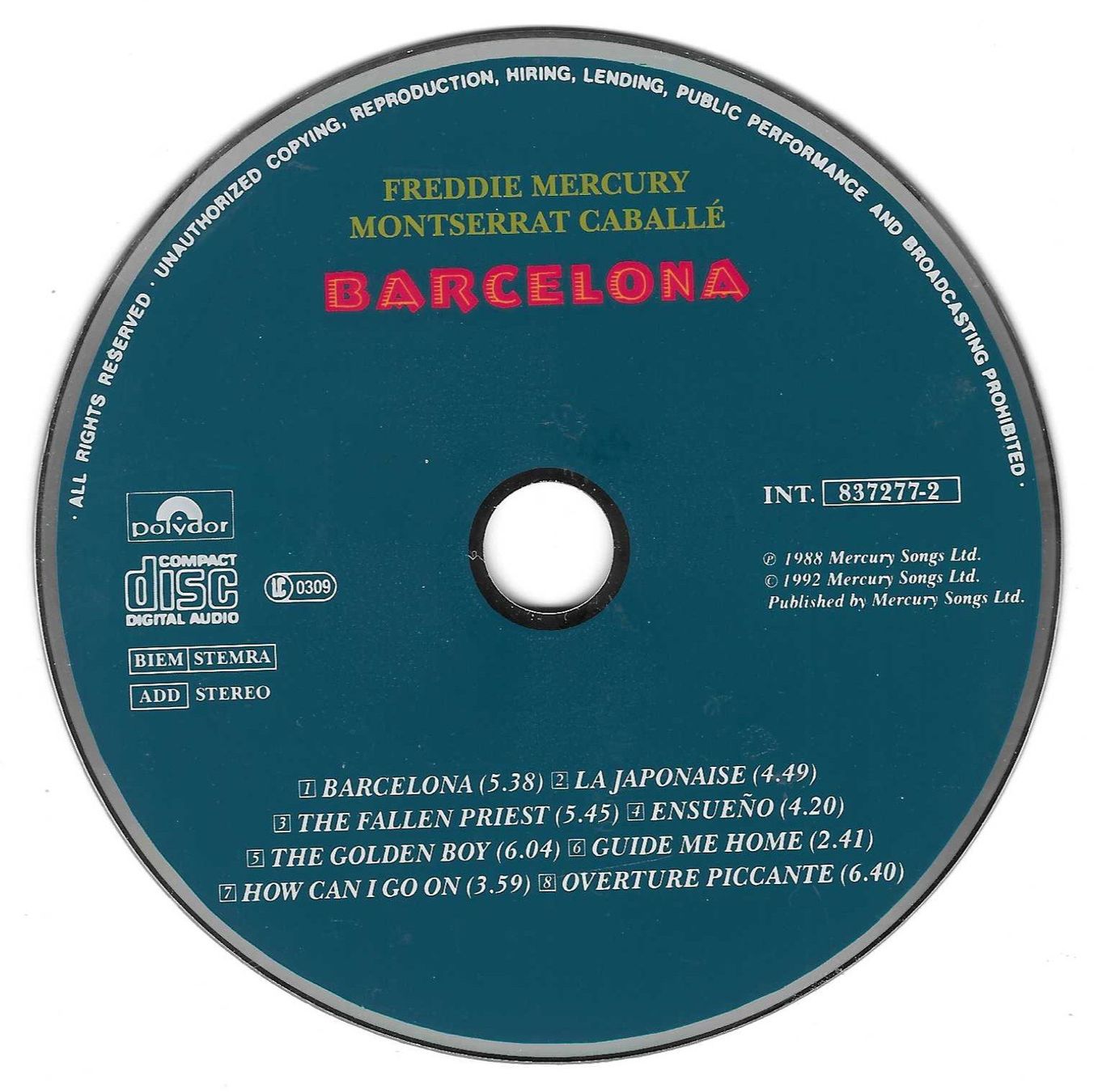 CDs: FREDDY MERCURY / MONTSERRAT CABALLE  -  BARCELONA – Gebraucht aus Bex von Giorgiob 2