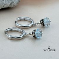 Sterling Silber 925 Creolen mit Aquamarine