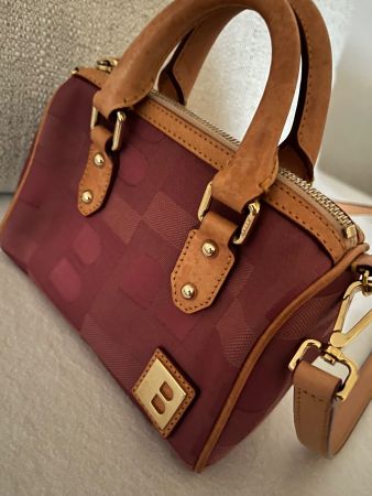 Bally Kleine Handtasche Leder Textil bordeaux Guter Zustand