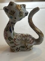 Deko Katze Keramik bemalt mit Blumen Muster(S33)