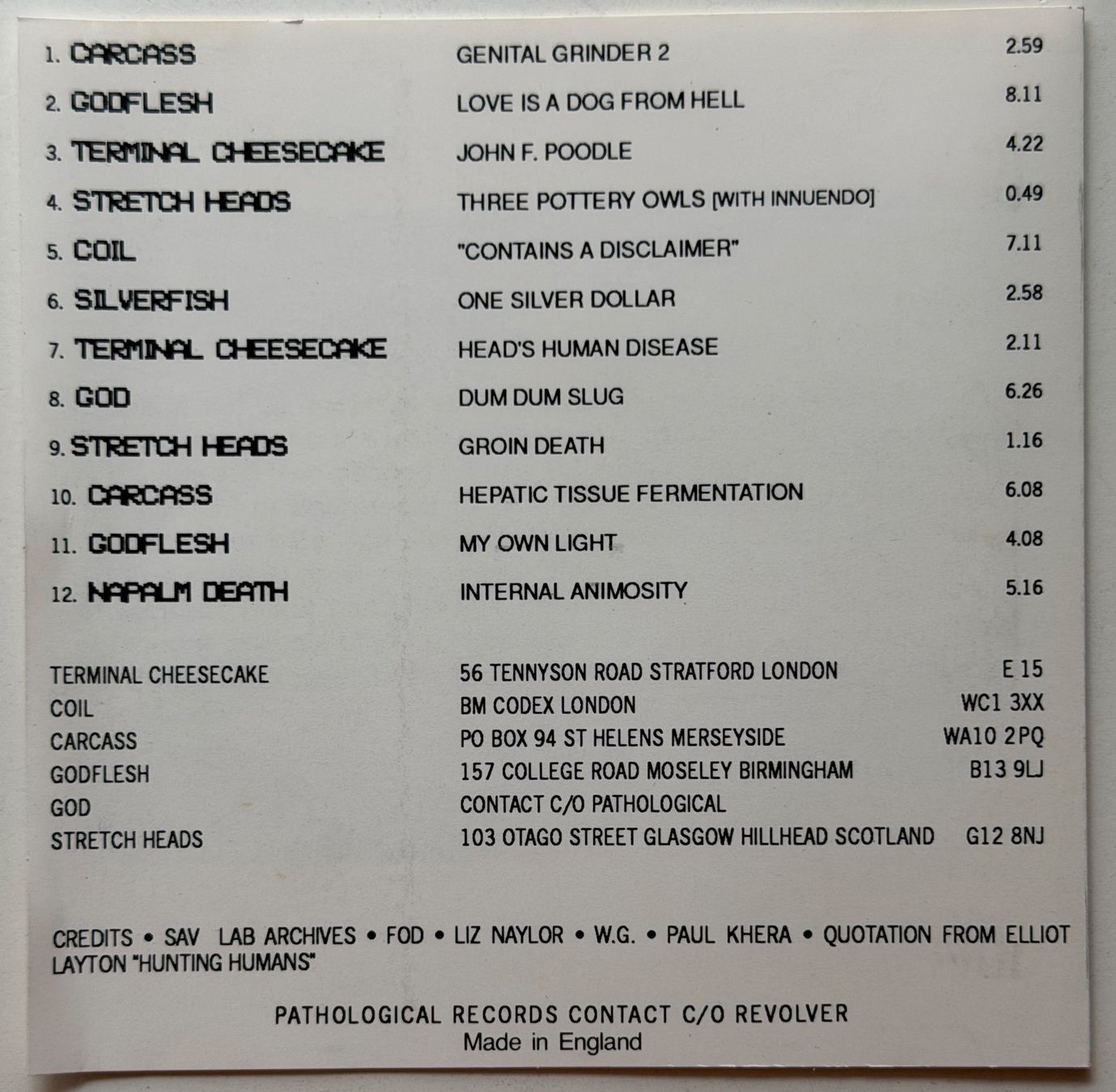 CD: Pathological Compilation / Grindcore, Hardcore, Experimental – Usato da Näfels venduto da rottabi 1