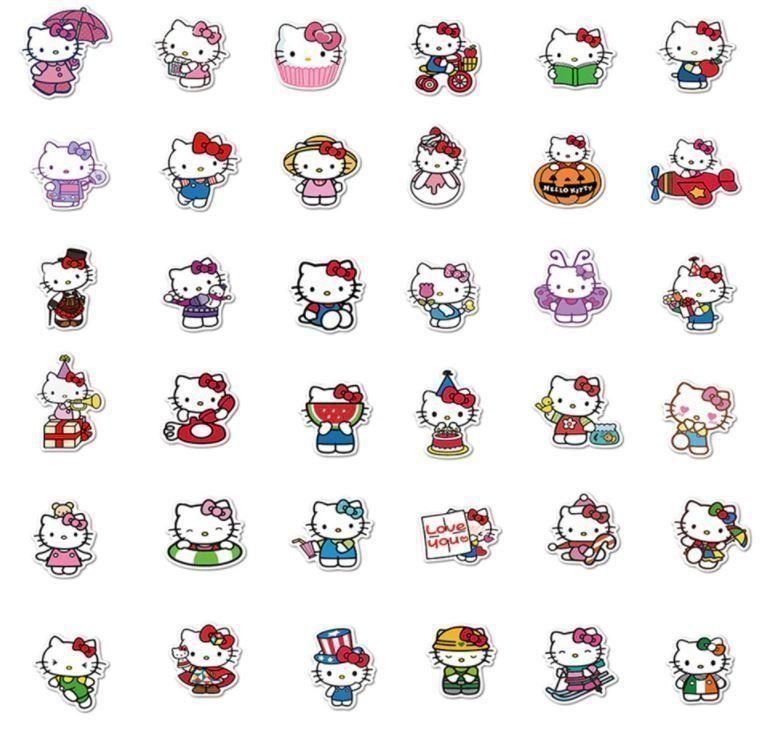 50 tlg Stickerset Hello Kitty Stickerbomb Katze Comic Kleber (Neu und ...