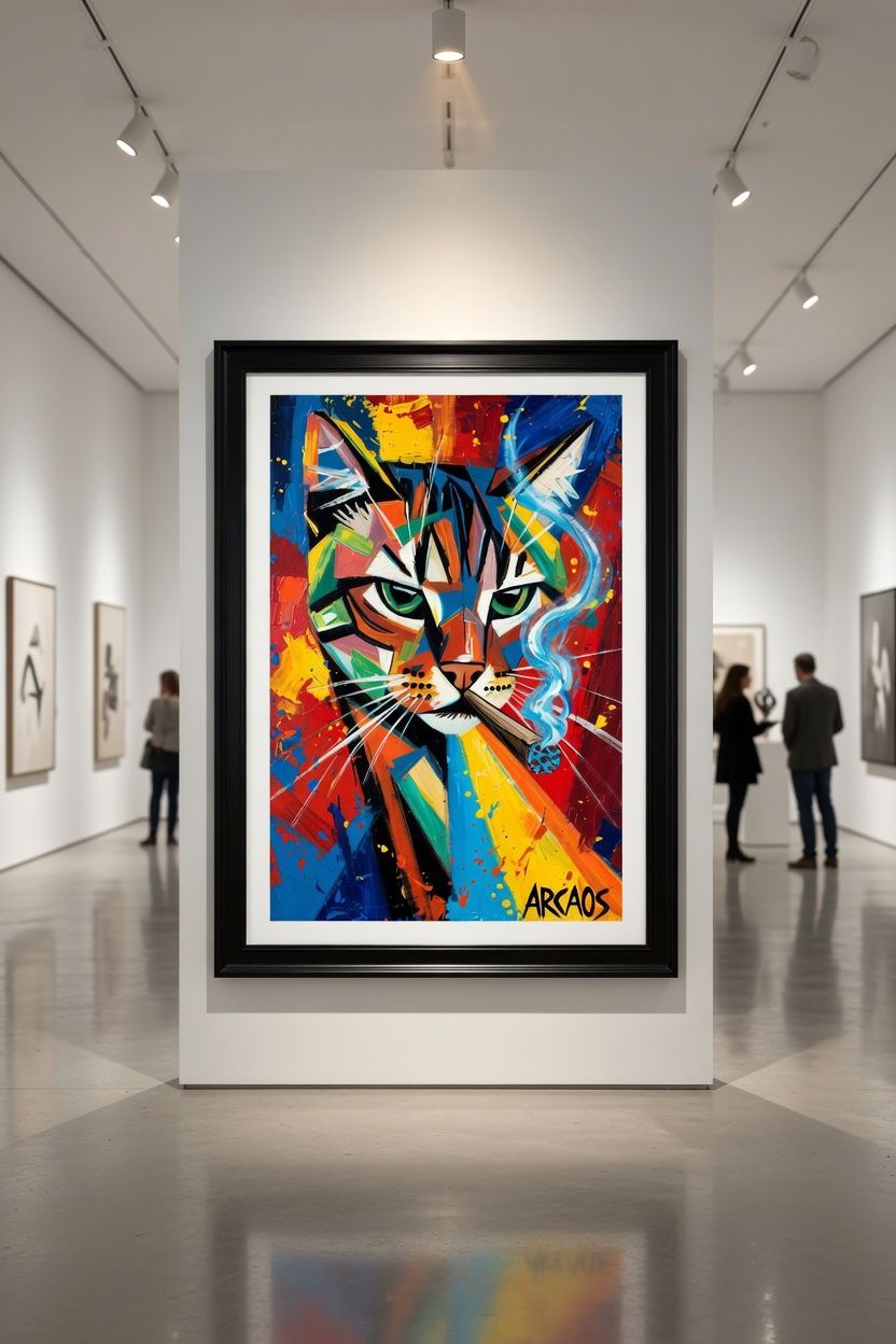 Dipinti: "REBEL SMOKE CAT" – Nuovo e nell'imballaggio originale da Bellinzona venduto da ARCAOS.ART