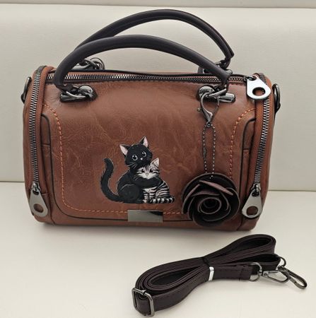 Trendige Handtasche in Cognac-Optik – Neu