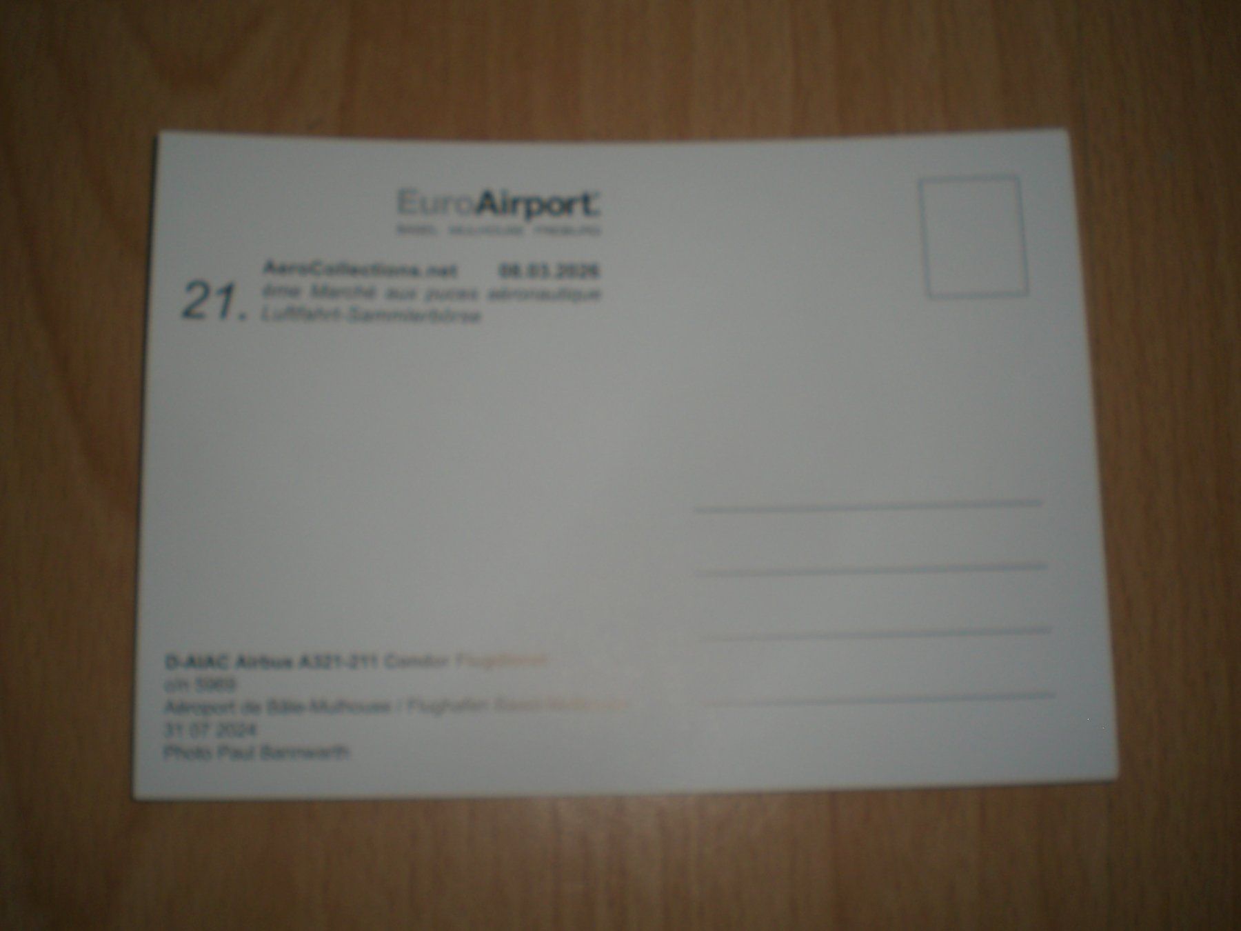 Cartoline postali: Ansichtskarte Airbus A321-211 – Usato da Grellingen venduto da Neuron67 1
