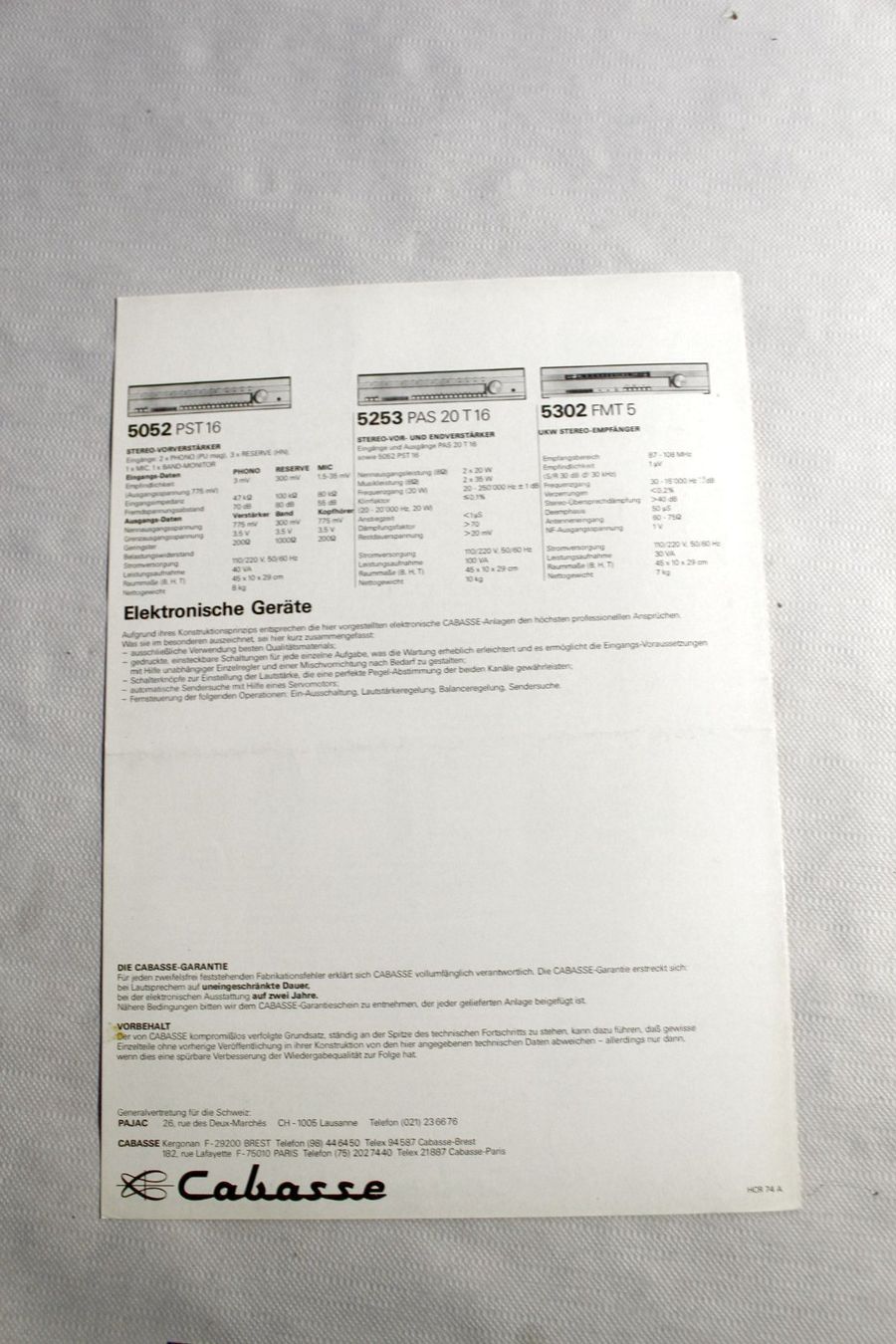 Cabasse Lautsprecher: Original Katalog: CABASSE Komplettes Programm & Infos, 1975 – Gebraucht aus Bern von Vitaneuf 2