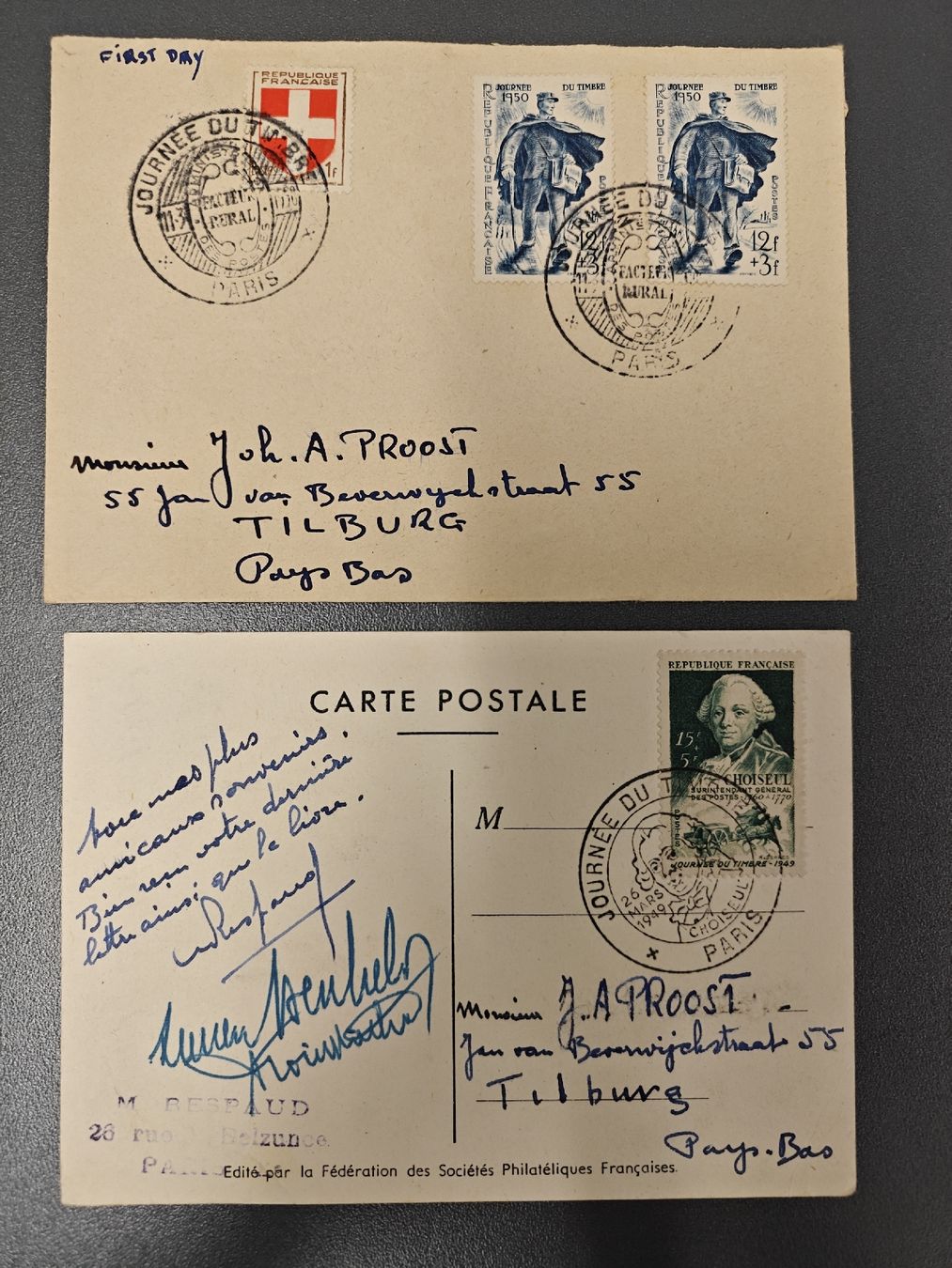 Alle Briefmarken: FDC Briefe mit Stempel Paris 1949-1975 – Gebraucht aus Wädenswil von alex-maxima