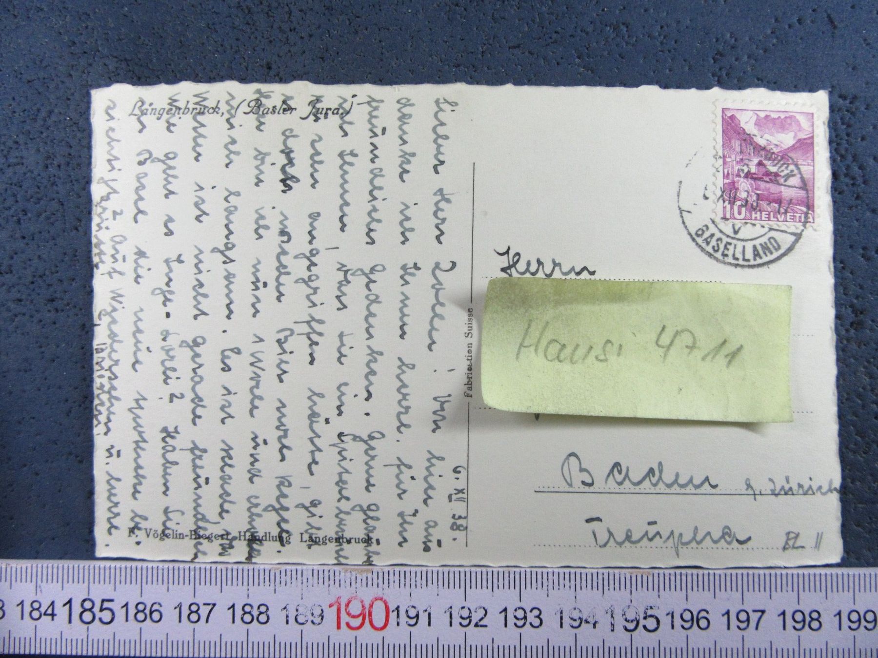 Cartoline postali: LANGENBRUCK BL AK 1938 – Usato da Ettingen venduto da Hausi4711 1