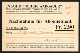 Aarau, Neuer freier Aargauer, Sozialdemo
