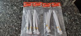 4 Set 30x Kabelbinder 15x14,5cm, Weiss, Neu und Original!